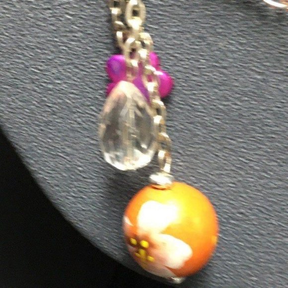 Limited Express Asymmetrical Necklace Multicolor Teardrop Flower Retro BoHo - Picture 4 of 7